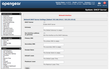 Configuring DHCP server