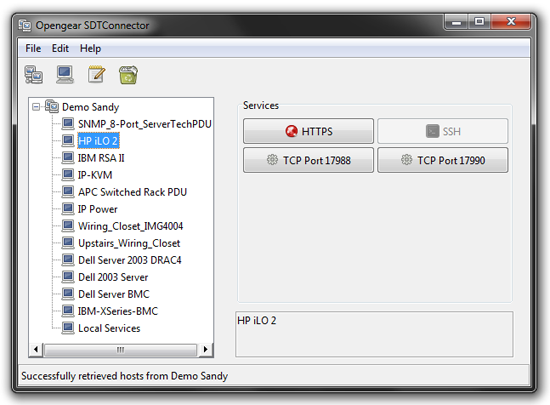 SDTConnector simple Point and Click for secure remote access to HP iLO